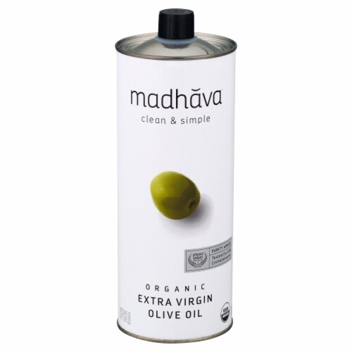 Madhava Organic Extra Virgin Olive Oil Perspective: front