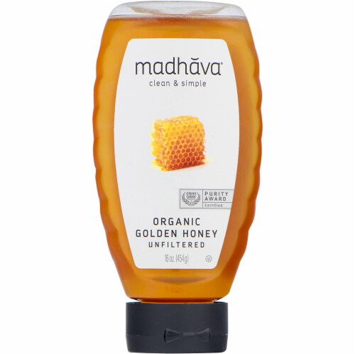 Madhava Natural Sweeteners Organic Golden Honey Unfiltered - 16 oz (454 g) Perspective: front