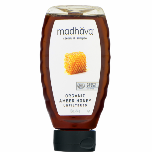 Madhava® Natural Sweeteners Organic Amber Honey Unfiltered Perspective: front