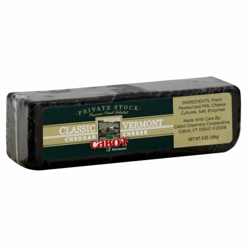 Cabot Private Stock Vermont White Cheddar Cheese Perspective: front