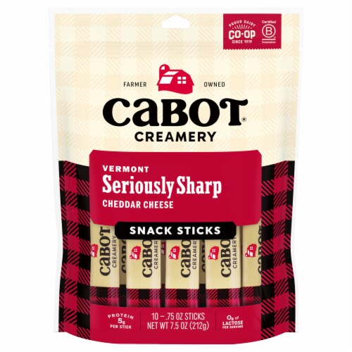Cabot® Vermont Seriously Sharp Cheddar Cheese Snack Sticks Perspective: front