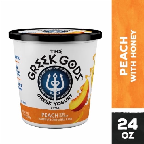 The Greek Gods® Peach with Honey Greek Style Yogurt Tub Perspective: front