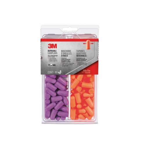 3M Disposable Earplugs - Purple/Orange Perspective: front