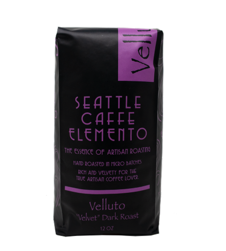 Seattle Caffe Elemento Velluto Velvet Dark Roast Coffee Perspective: front