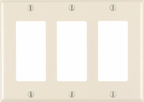 Leviton Almond 3 gang Thermoset Plastic GFCI/Rocker Wall Plate 1 pk - Total Qty: 1; Each Pack Perspective: front