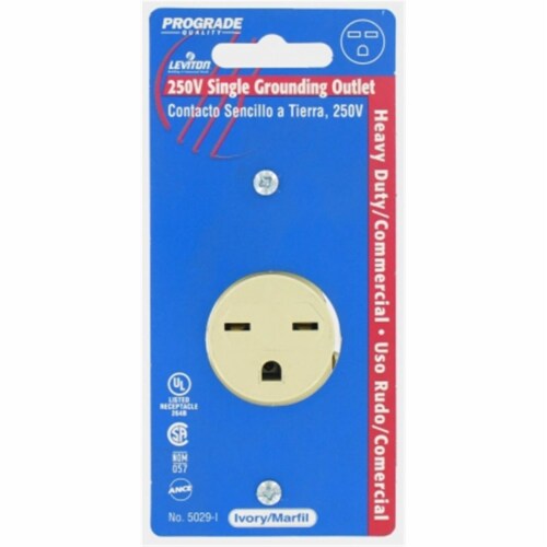 Leviton Commercial Grade Narrow Body Straight Blade Single Receptacle - Ivory Perspective: front