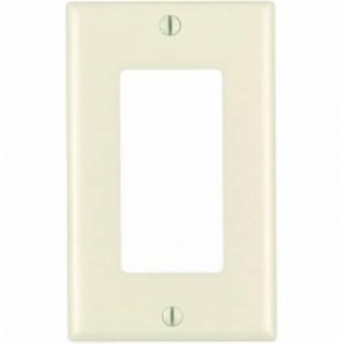 Leviton Decora Almond 1 gang Thermoset Plastic GFCI/Rocker Wall Plate 10 pk - Total Qty: 1; Perspective: front