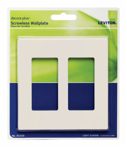 Leviton Decora Plus Almond 2 gang Polycarbonate Rocker Screwless Wall Plate 1 pk - Total Qty: Perspective: front