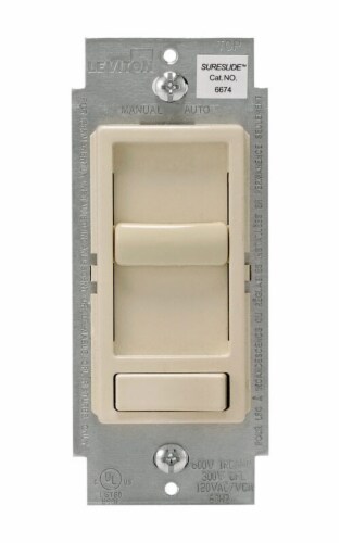 Leviton SureSlide 600 watt Light Almond Preset Slide Dimmer Switch Perspective: front