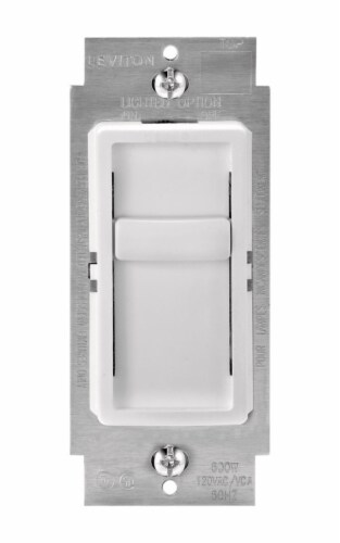 Leviton Decora SureSlide White Slide Dimmer Switch Perspective: front