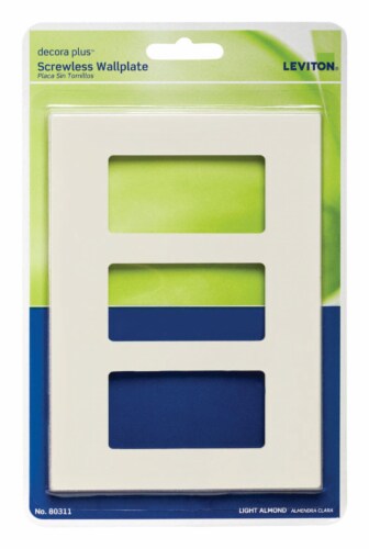 Leviton Decora Plus Almond 3 gang Polycarbonate Rocker Screwless Wall Plate 1 each - Total Perspective: front