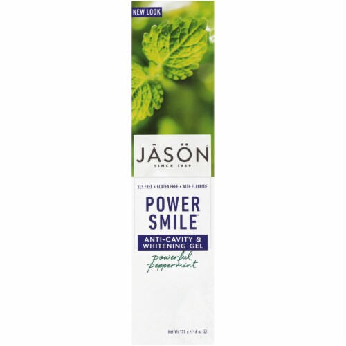 Jason Power Smile Peppermint Anti-Cavity & Whitening Gel Toothpaste Perspective: front