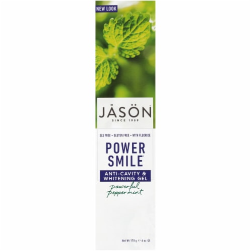 Jason Power Smile Peppermint Anti-Cavity & Whitening Gel Toothpaste Perspective: front