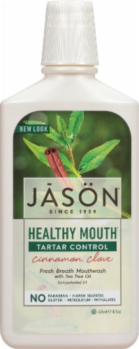 Jason Healthy Mouth Tartar Control Cinnamon Clove Mouthwash Perspective: front