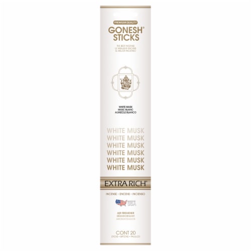 Gonesh® Extra Rich White Musk Incense Sticks Perspective: front