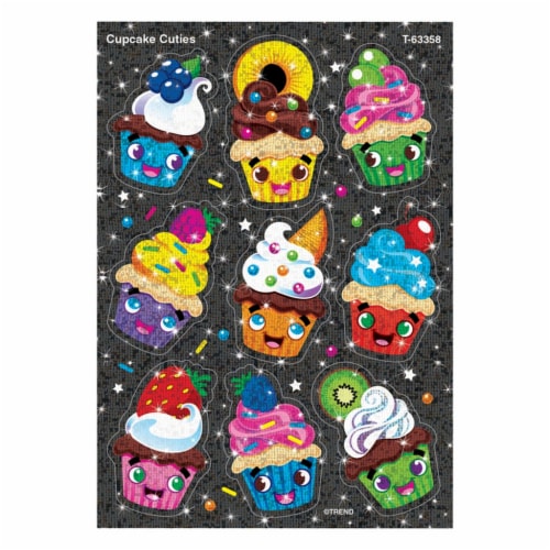 Trend Enterprises T-63358 Cupcake Cuties Sparkle Stickers, Large Perspective: front