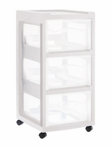 Starplast Medium 3 Drawer Open Cart - White Perspective: front