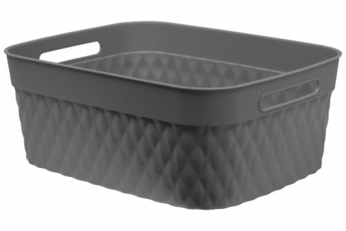 Starplast Medium Rectangular Quilted Flex Basket - Gray Perspective: front