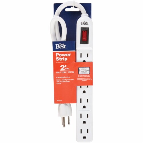 Do it Best 6-Outlet White Power Strip with 2 Ft. Cord LTS-6 Perspective: front