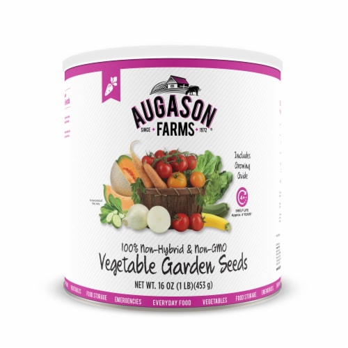 Augason Farms 100% Non-Hybrid, Non-GMO Vegetable Garden Seeds Perspective: front