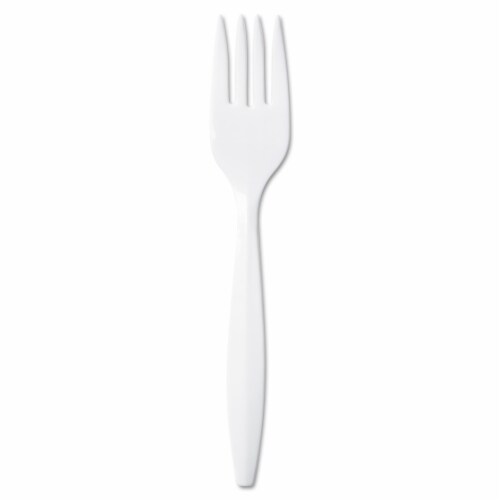 Dixie Plastic Cutlery Medium Weight Forks - White Perspective: front