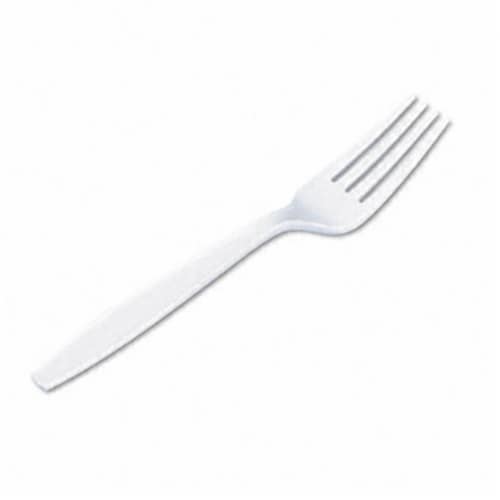 Dixie Plastic Tableware Heavyweight Forks - White Perspective: front