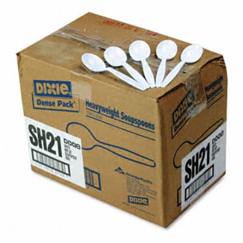 Dixie SH217 Plastic Tableware Heavyweight Soup Spoons 1000/Carton White Perspective: front
