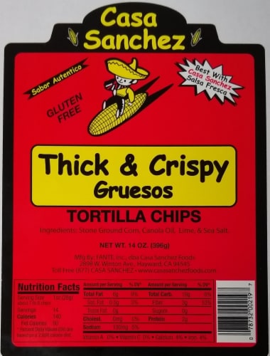 Casa Sanchez Thick and Crispy Tortilla Chips Perspective: front