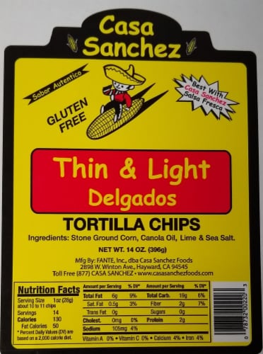 Casa Sanchez Thin & Light Tortilla Chips Perspective: front