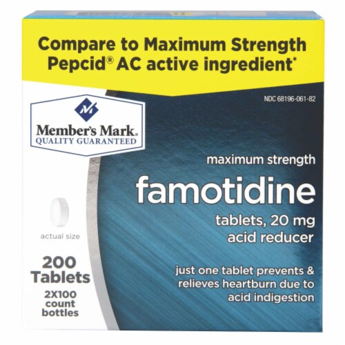 Member's Mark 20 mg Famotidine Acid Reducer (200 ct.) Perspective: front
