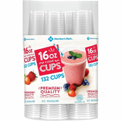 Member's Mark Clear Plastic Cups (16 Ounce,132 Count) Perspective: front