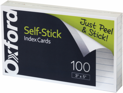 Oxford® Self-Stick Index Cards 100 Pack - White Perspective: front