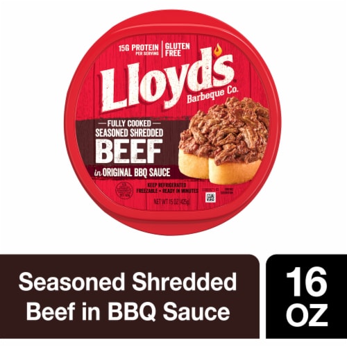 Lloyd's Original BBQ Sauce Seasoned Shredded Beef Perspective: front