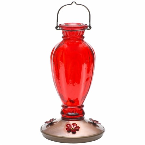 Perky-Pet® Daisy Vase Vintage Glass Hummingbird Feeder Perspective: front