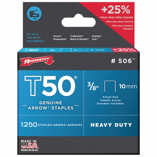 Arrow Fastener Staples,T50,3/8x3/8 In L,PK1250  50624 Perspective: front
