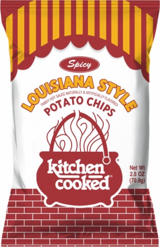 Kitchen Cooked Spicy Louisiana Style Potato Chips Perspective: front