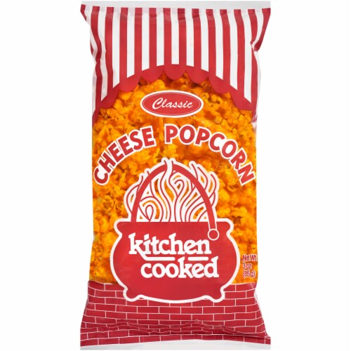 Kitchen Cooked Cheese Popcorn Perspective: front