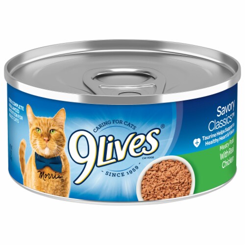 9Lives® Morris® Savory Classics™ Meaty Pate with Real Chicken Wet Cat Food Perspective: front