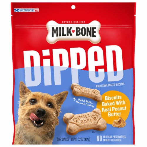 Milk-Bone Dipped Peanut Butter Dog Biscuit Snacks Perspective: front