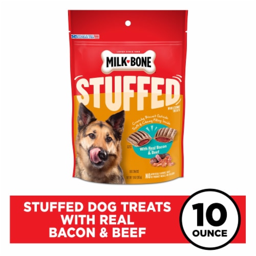 Milk-Bone with Real Bacon & Beef Stuffed Dog Snacks Perspective: front