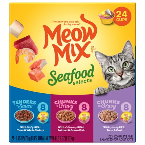 Meow Mix® Seafood Selects Variety Pack Wet Cat Food Perspective: front