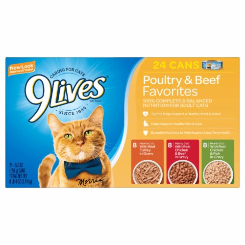 9Lives® Chicken & Beef Favorites Wet Cat Food Variety Pack Perspective: front