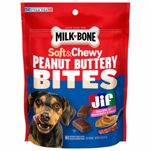 Milk-Bone® Peanut Buttery Bites Peanut Butter & Bacon Dog Treats Perspective: front