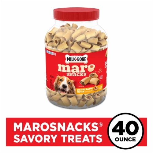Milk-Bone MaroSnacks Peanut Butter Flavor Dog Treats With Bone Marrow Perspective: front