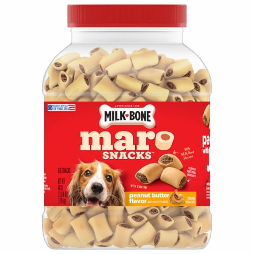 Milk-Bone MaroSnacks Peanut Butter Flavor Dog Treats With Bone Marrow Perspective: front