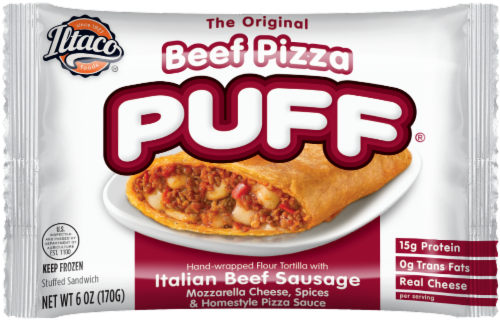 Iltaco Beef Pizza Puffs Perspective: front