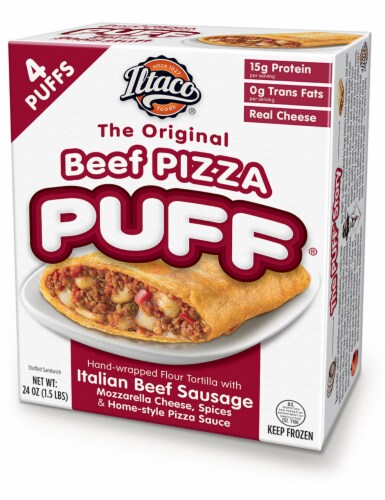 Iltaco Italian Beef Sausage Original Pizza Puff Perspective: front