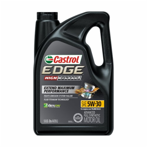 Castrol Edge High Mileage SAE 5W-30 Advanced Synthetic Motor Oil Perspective: front