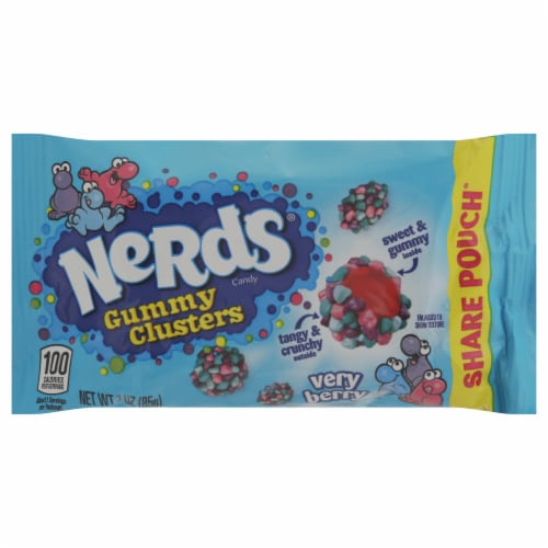 NERDS Gummy Clusters Very Berry Crunchy And Gummy Candy Bag Perspective: front