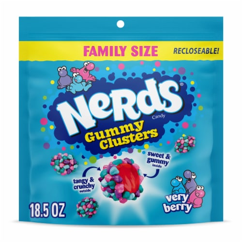 Nerds Very Berry Gummy Clusters Stand Up Bag Perspective: front